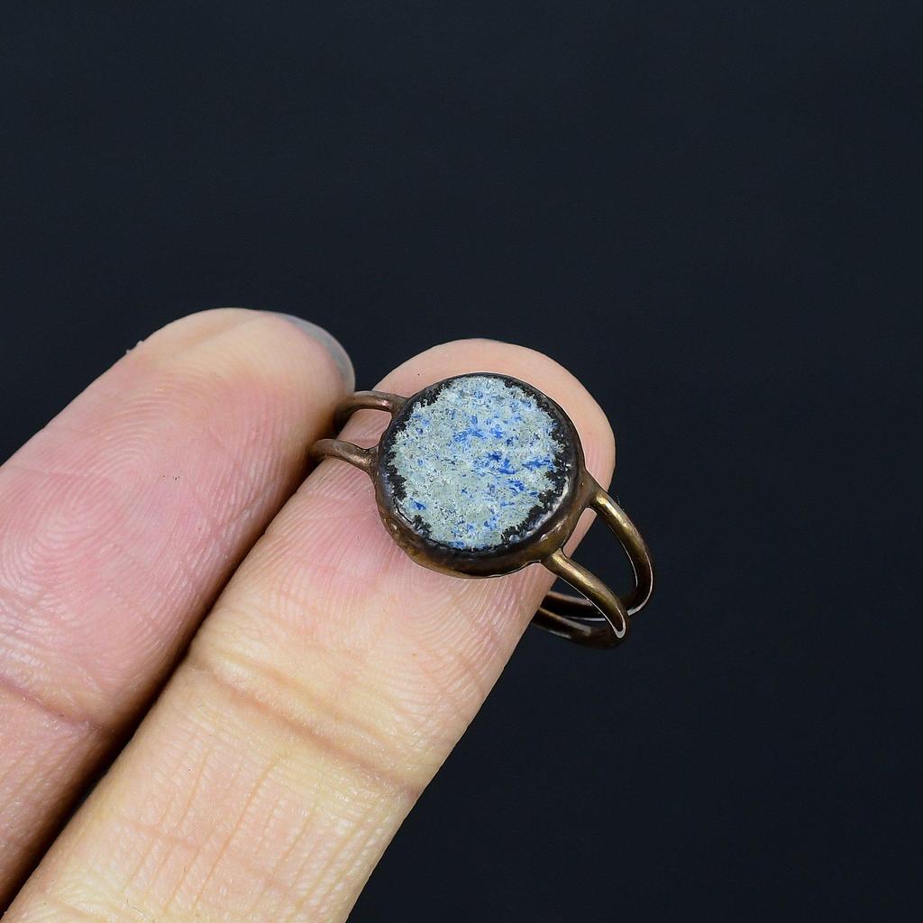 Kyanite Handmade Gemstone Ring, Copper Electroformed Ring Antique Jewelry, Adjustable Ring Engagement Gift