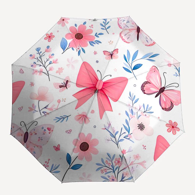 

1pc Butterfly Floral Pattern Automatic Open/Close Umbrella with Windproof, 8-Rib Sturdy Canopy, Durable Ribs, Ideal for Gifts yy251117050