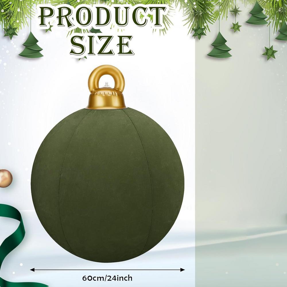 

60cm Giant Velvet Christmas Inflatable Ball Plush PVC Inflatable Globes Ornaments Christmas Outdoor Inflatable Courtyard Decor Others