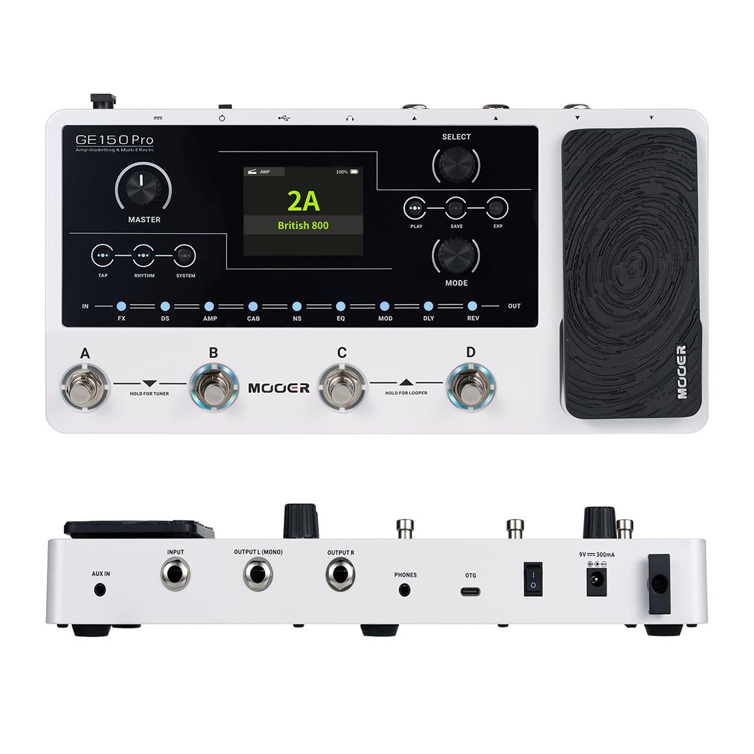 MOOER GE150 Pro/Pro Li Новый гитарный усилитель моделирование мультиэффектов педаль Встроенная батарея 9 часов с 4 футсвитчами, эффект загрузчика IR белый