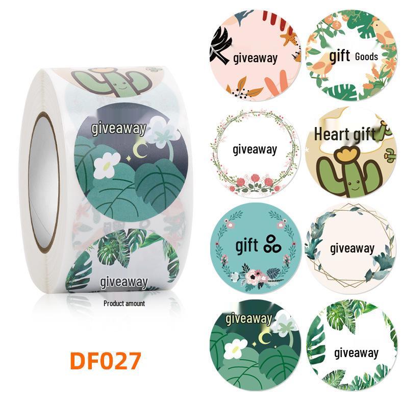 38mm Large Decorative Five-Star Round Sticker Roll - Colorful Self-Adhesive Promotional Gift Item.