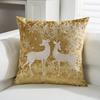 Gold Pillowcase with Reindeer and Snowflake Embroidery - Christmas Cushion Cover
