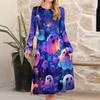 Women's Fashionable Loose Halloween Printed Round-neck Dress