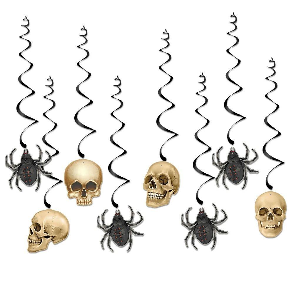 Retro Halloween Hanging Banner Witch Spider Web Skull Pendant Ornament Scary Creative Happy Halloween Party Decorations