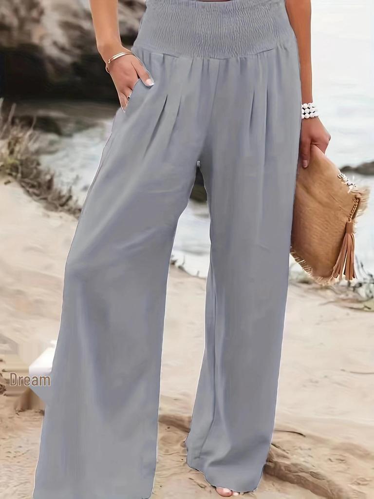 Cross2026 Women's Comfortable Cotton Linen Mid-Waist Long Pants - Casual Spring European American Style