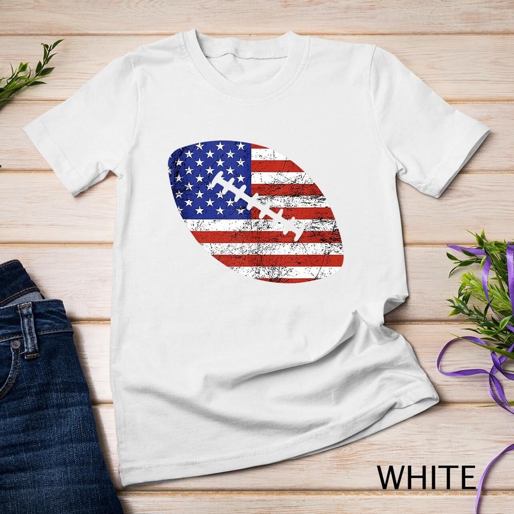 Vintage American Flag Football Ball - Patriotic US Sport Art Unisex T-shirt