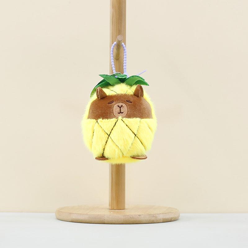 Avocado Fluffy Capybara Plush Keychain Unique Pineapple Bag Charm 12cm Soft Toy