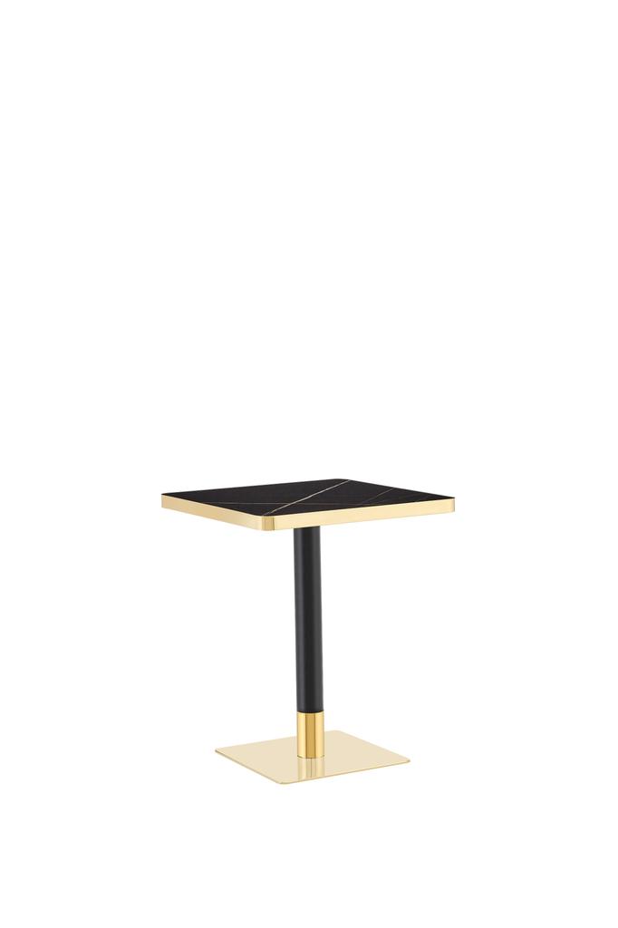 Square Dining Table UV Panel Marble Look Metal Frame Modern