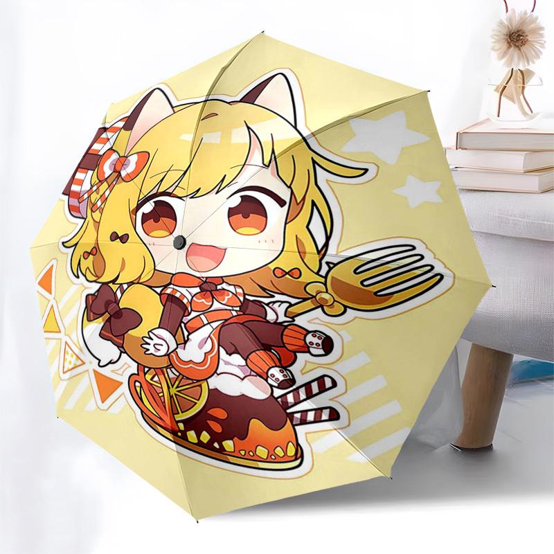 1 Stück Outdoor-Schirm mit süßem Katzenmädchen-Design - Automatisches Öffnen/Schließen, Tragbares 3-fach faltbares Design, 8-Speichen-Eisenrahmen - Perfektes Geschenk für Fans, Tra