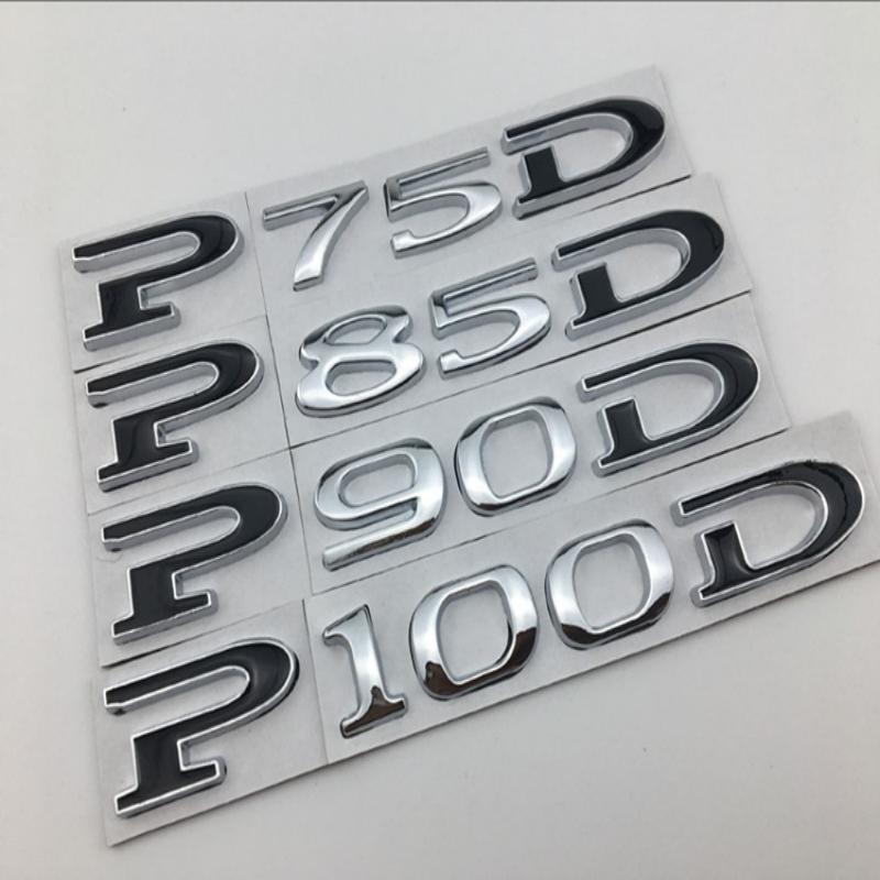 P75D P85D P90D P100D Underline metal Letters Emblem for Tes la Mo del 3 Mo del X Mo del S Car Styling Trunk Badge Sticker