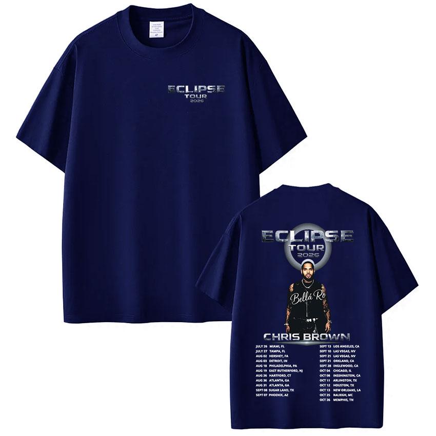 Rapper Chris Brown Eclipse Tour 2026 Merch Tshirt Unisexs Women Clothing Fashion Hip Hop T Shirt Cotton Casual Oversized Tshirts
