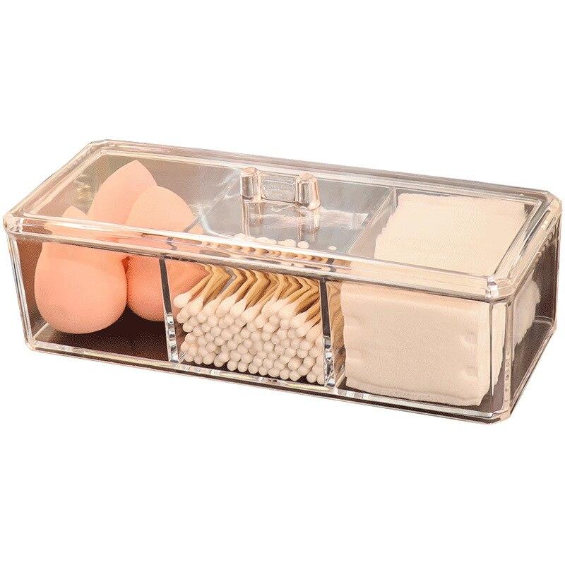 Acrylic Makeup Organizer Transparent Cotton Cosmetic Container Wacik Organizer Jewelry Storage Box (Empty Box) | Makeup Organizers