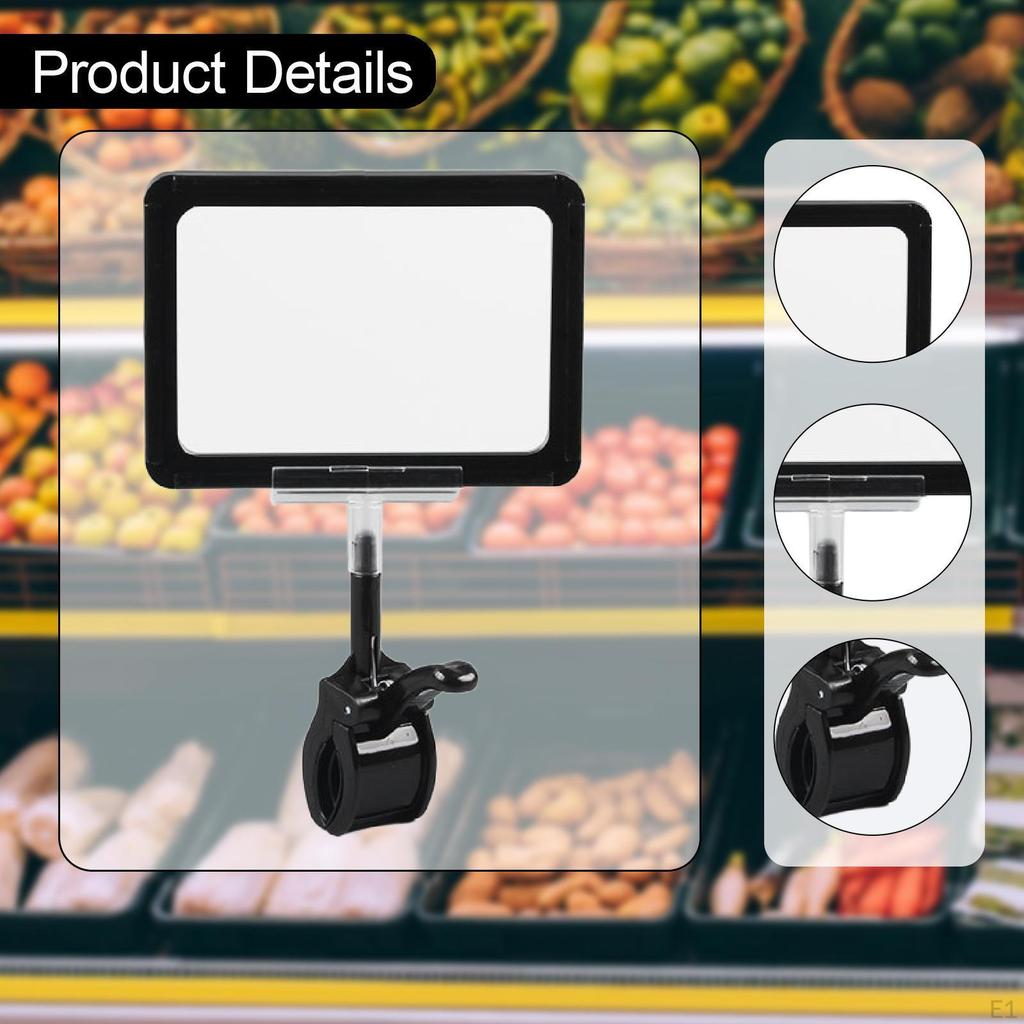 4Pcs Sign Holder Clips Merchandise Reusable Double Swivel Price Tags Clamps for Restaurants