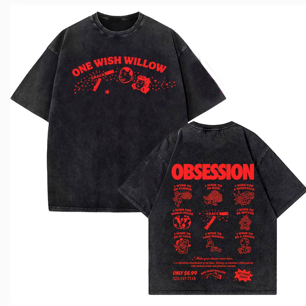 Maglietta Vintage Lavata Nikki Obsession One Wish Willow Uomo Stampa Lettere Perché Non Mi Ami 100% Cotone Magliette Larghe Shi