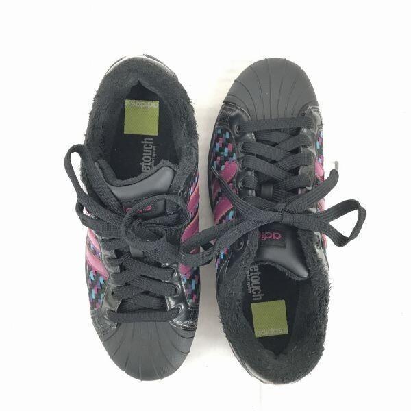adidas Superstar Intrecciato Sneakers 23.5 Black×purple Boa Lining Shell Toe 3 stripes(USED)