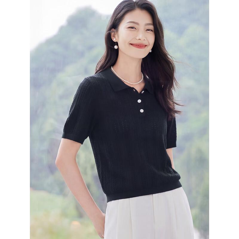 Women's Knit Lapel Short-Sleeve T-Shirt