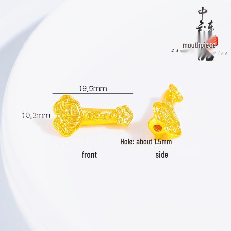 Luxury White Agate Ruyi Gold Bead Half-Bangle Bracelet, Copper Gold-Plated, DIY Accessory.