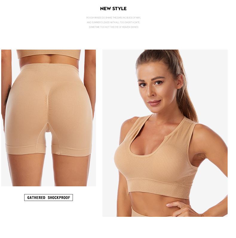 Women's Cross-Border Yoga Suit: Shockproof Sports Bra, Sexy Deep U Vest, and Fitness Running Shorts Set