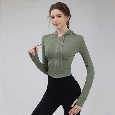 New Quick-drying Zipper Short Yoga Wear Jacket, Women's Sports Top, Gym Long-sleeved, High-end Running Style For Autumn And Winter