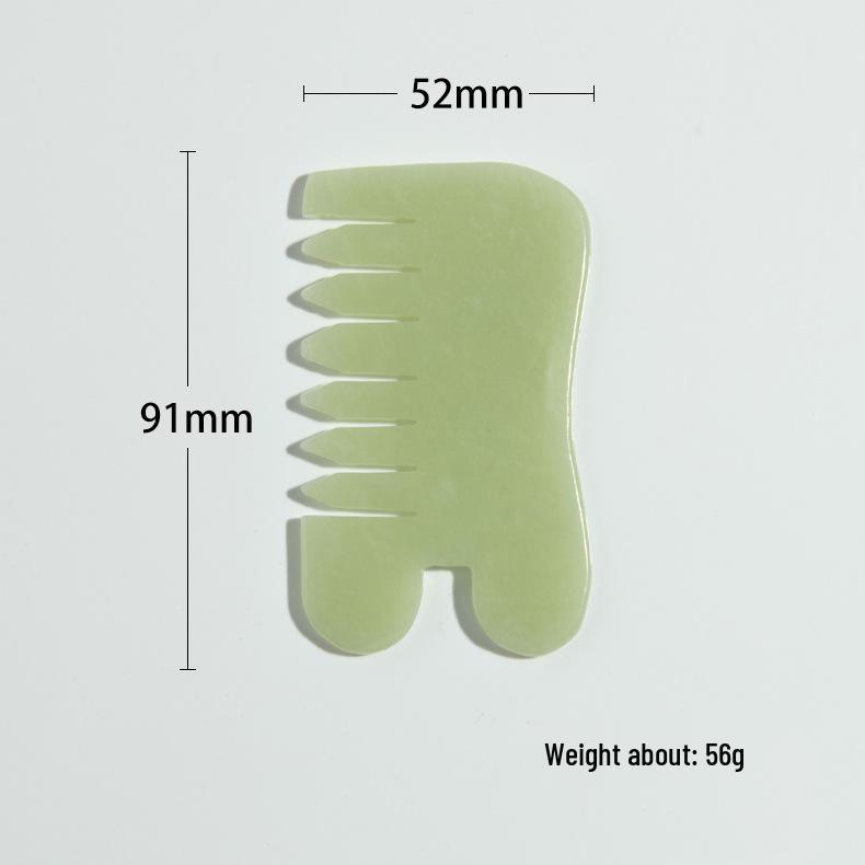 Pieptene Lat de Masaj și Gua Sha din Jad pentru Scalp și Frumusețe Corporală Completă.