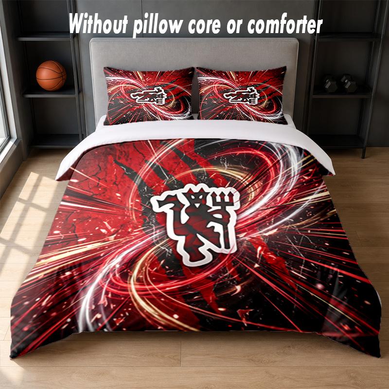 Set Biancheria da Letto Design Manchester United 1 Copripiumino + 2 Federe Morbido Traspirante Biancheria da Letto per la Casa
