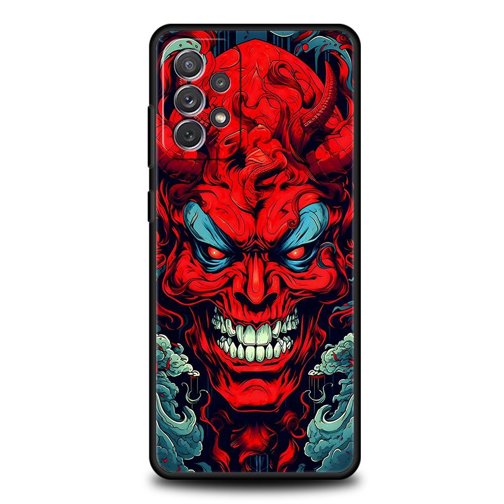 Japan Samurai Oni Mask Phone Case For Samsung Galaxy A17 A07 A55 A35 A25 A15 A05 A33 A31 A23 A21s A13 A41 A73 A53 A51 A71 Cover