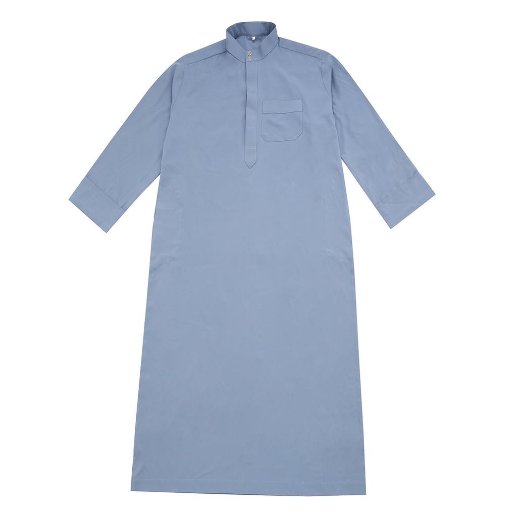 Abito lungo da uomo con colletto alla coreana, manica lunga, vestaglia, stile etnico, costume nazionale tradizionale cinese, outerwear ampio e casual