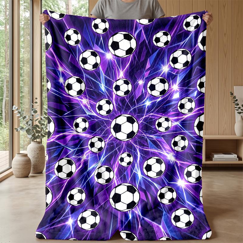 Soccer Ball Lightning Energy Theme blanket Lightweight Warm Flannel Blanket Decorative Throw Blanket for Home Decoration