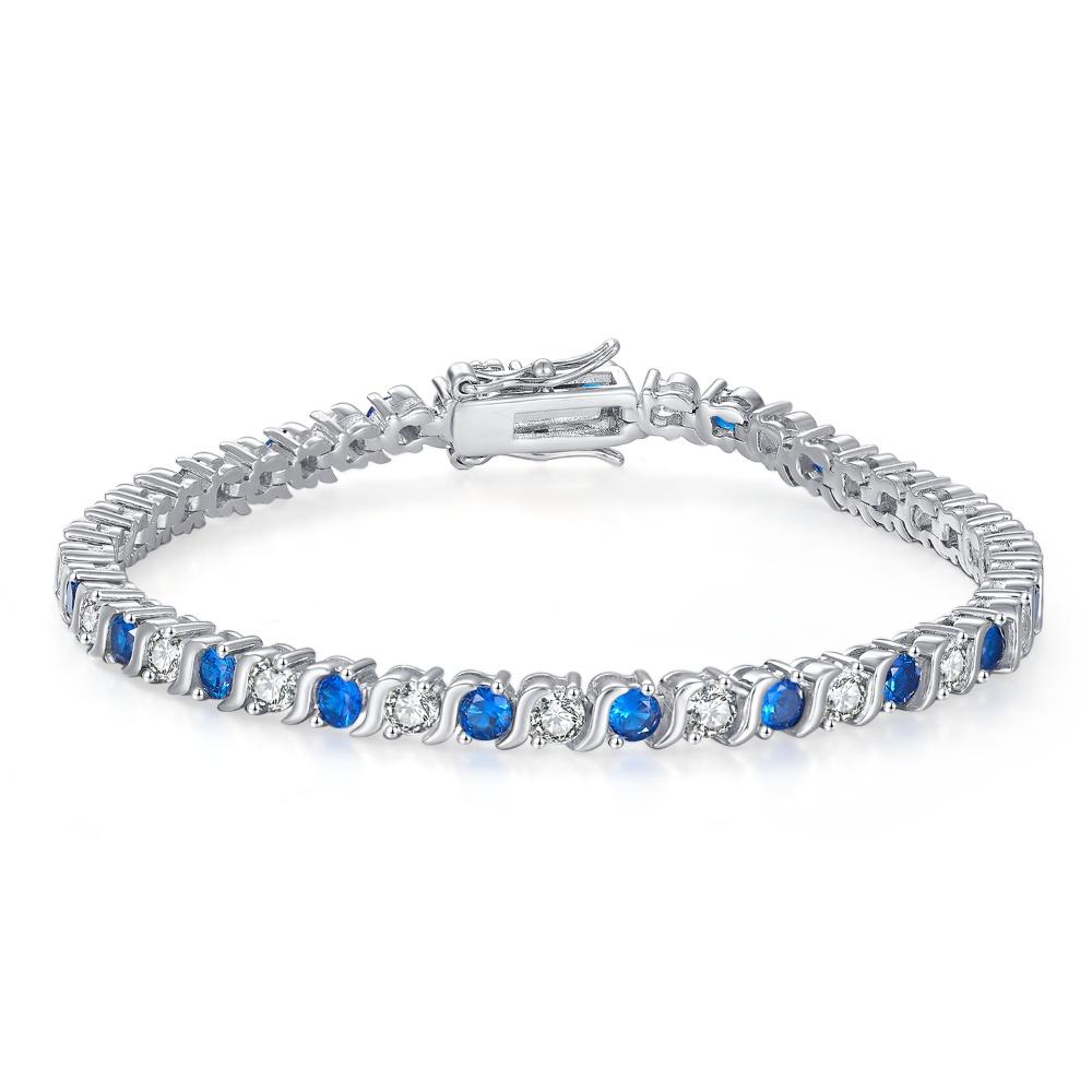 

Кубический цирконий 4 мм для женщин теннисные свадебные браслеты синий белый браслет круглой формы синий/белый