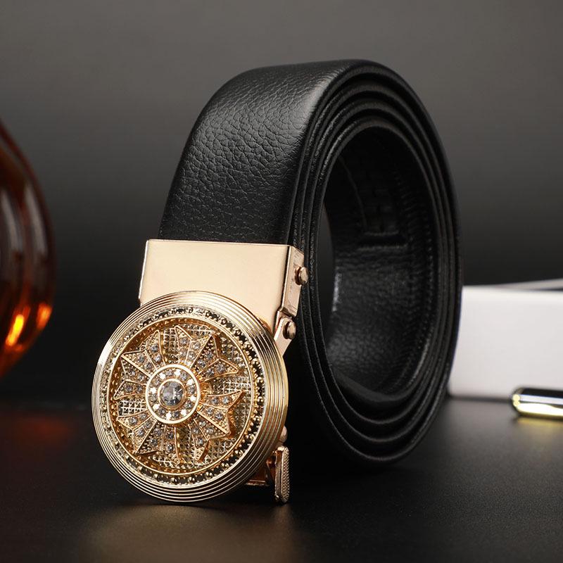 

Men s Leather Belt with Rotatable Automatic Buckle - Trendy Business Style 120 cm