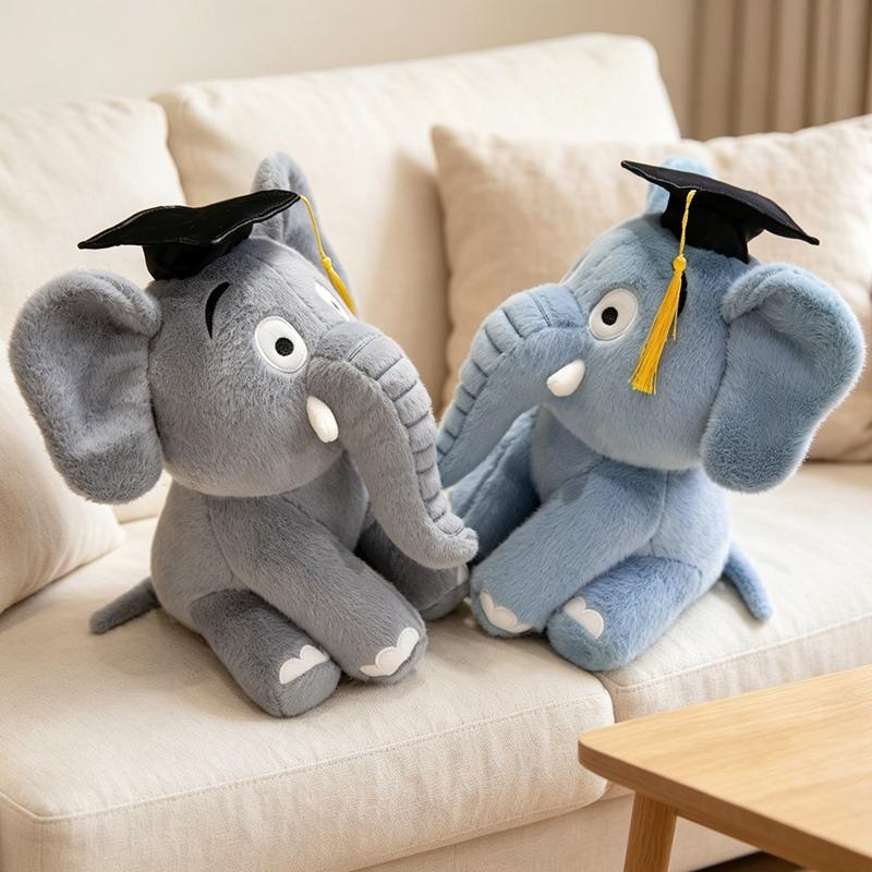 2025Cm Graduation Doctor Elephant Plush Toy Stuffed Cartoon Animal Bachelor University Classmate Souvenir Gift