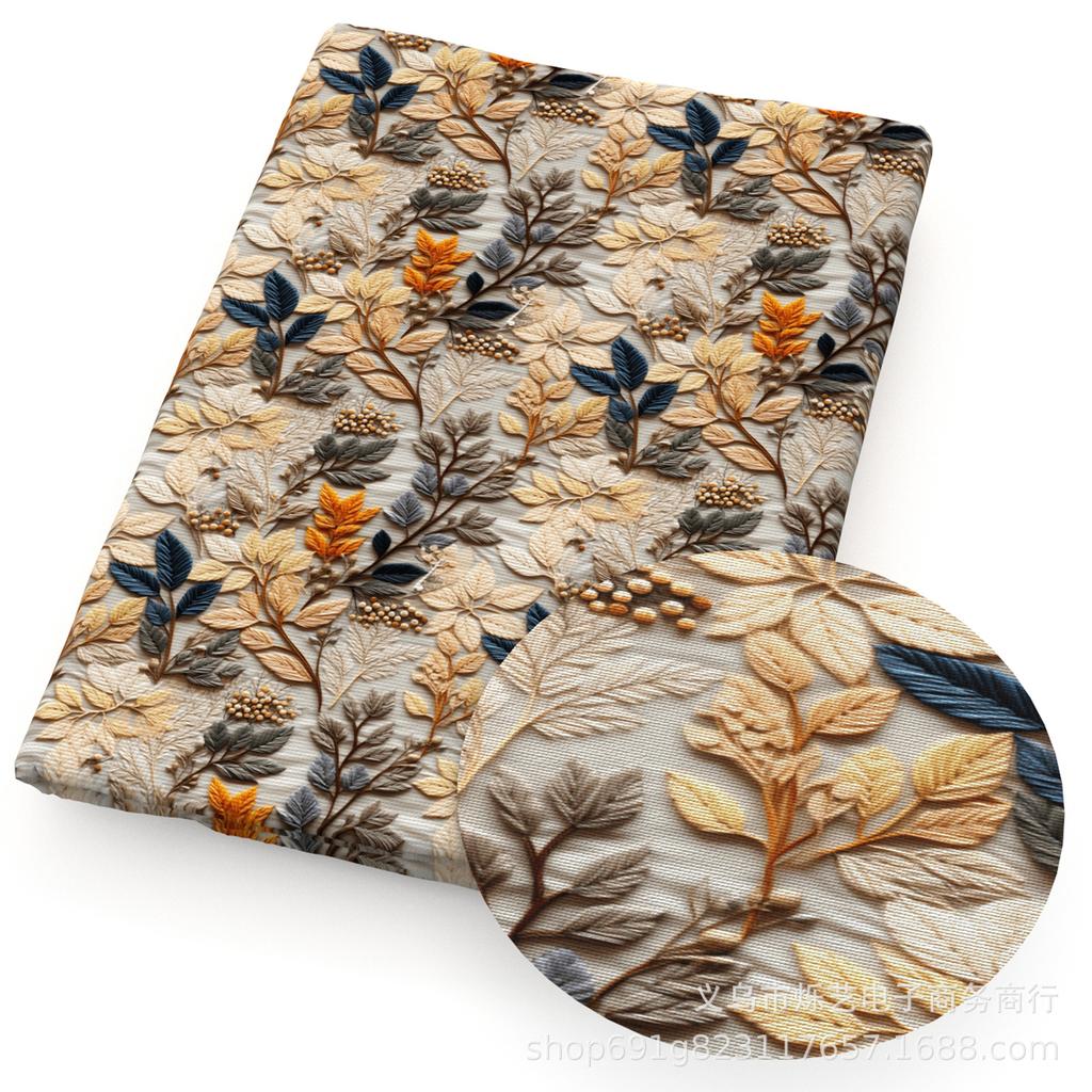 DIY Synthetic Leather Fabric Flowers Florals Printed Imitation Embroidery Faux Leather Shoes Imitation Embroidery
