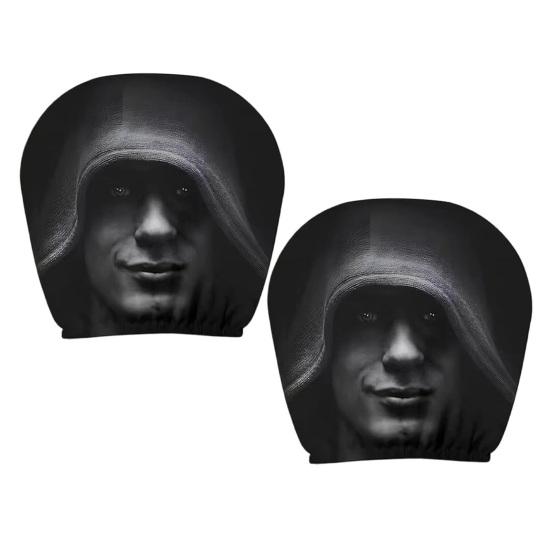 Breathable Car Seat Protector 2Pcs Universal Headrest Covers, Horror Pattern Protector, Durable Polyester Cover Stretchy Interior Accessories for All