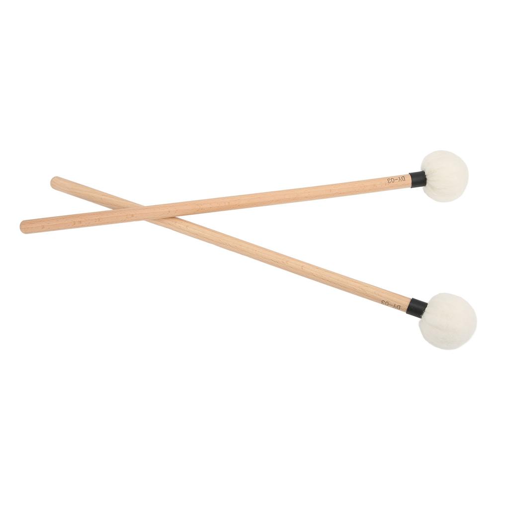 2Pcs Drum Mallet Felt Head Wooden Handle Non Slip Instrument Accessory Set Kit for PlayingBlack