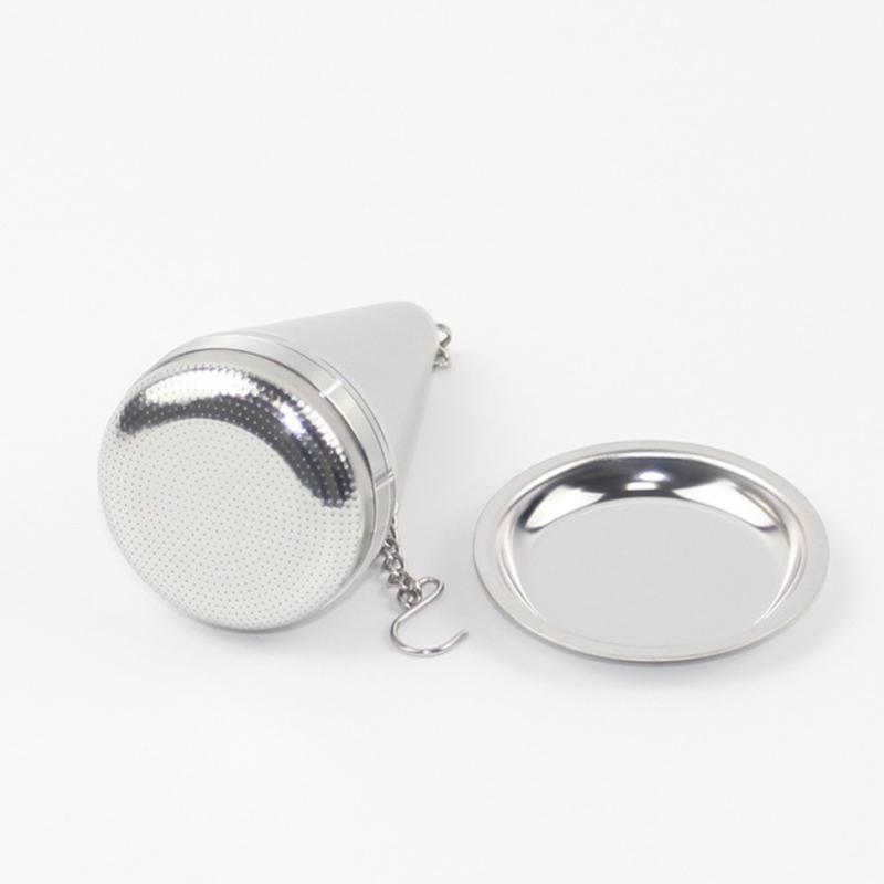 304 Stainless Steel Tea Infuser Strainer For Loose Leaf Tea With Fine Meshes Filter And Extended Chain Hook Drip Tray