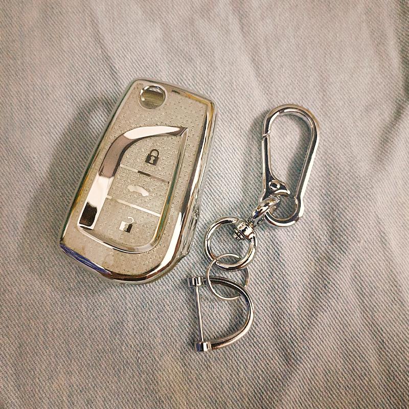 White Diamond Tpu For Toyota Hilux Vigo Yaris Corolla Camry 70 Prius C-Hr Clicker Carwalaa Flip Remote Car Key Case Cover Holder