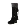 Fashion New Slope Heel Warm Snow Boots Comfortable Casual Women's Shoes Winter Cross Strap Fashionable Frosted Boots