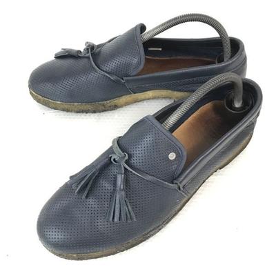 Buty wsuwane na krepowej podeszwie 27 US9 Granatowe mokasyny z frędzlami(UŻYWANY)