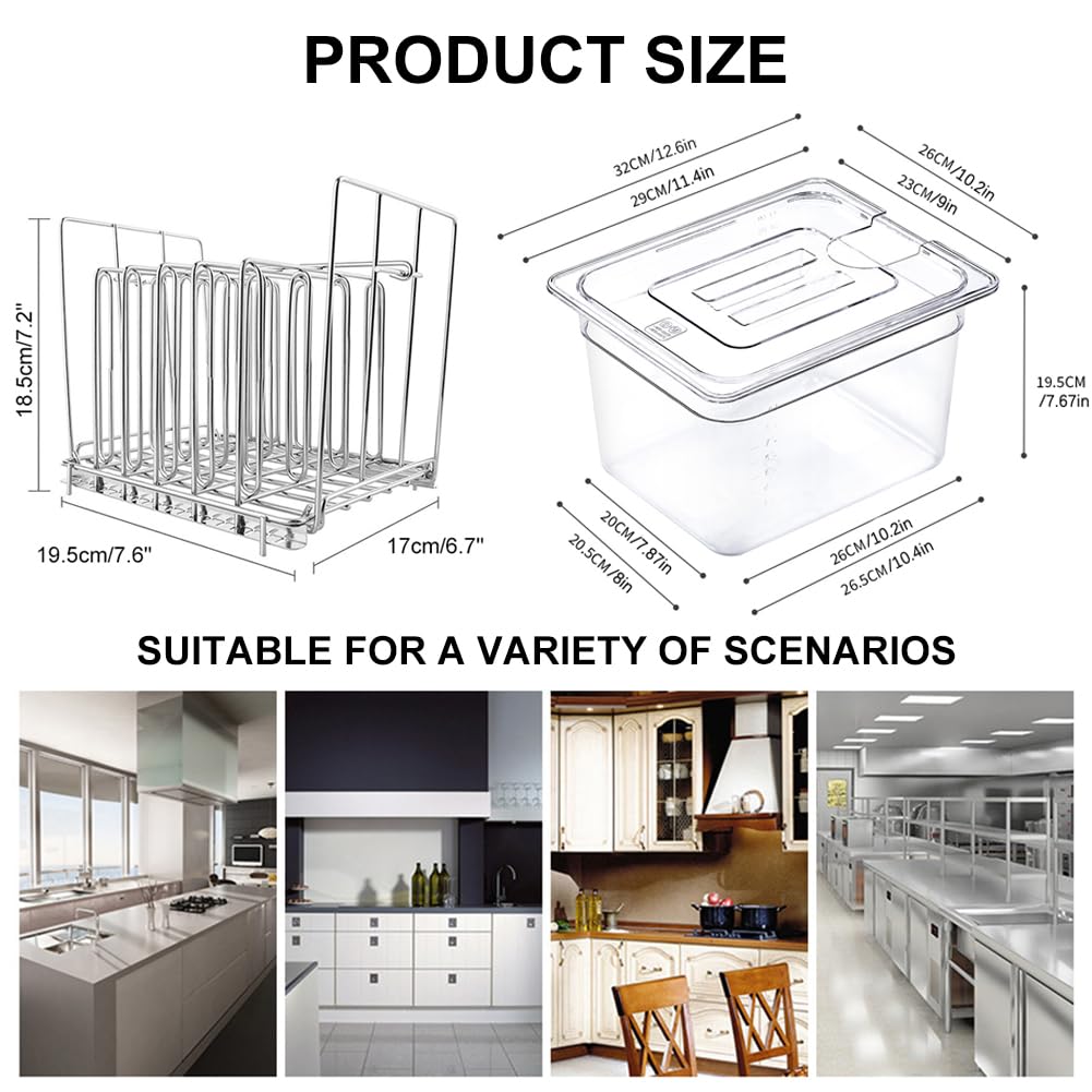 

Контейнер Sous Vide объемом 11 л с крышкой и решеткой — съемные разделители — совместим с Anova, Joule и Instant Pot transparent