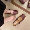 [Ushilai] French baotou half slippers women's 2025 spring new square head shallow mouth casual versatile one pedal