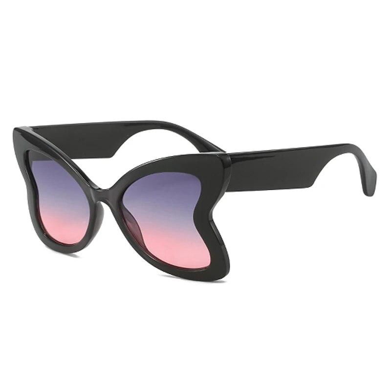 Ladies Retro Butterfly Elegant Sunglasses Large-frame Glasses