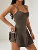 Women's Sleeveless Sports Yoga Dress with Pocket & Pleated Skirt - Anti-Exposure, Two-Piece Look for Running & Tennis