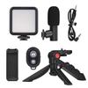Smartphone Vlog Kit   LED Video Light + Cardioid Microphone + Extendable Phone Clip + Tripod with   Brightness for Live Strm Vlog Video Sh