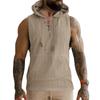 Summer Thin Casual Hooded Pure Color Lace-up Sleeveless Men's Tank Tops