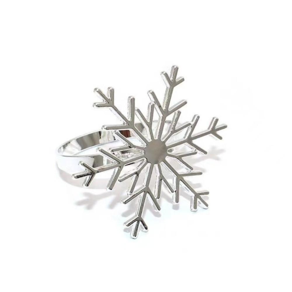 1/6/12pcs Silver/Gold Snowflake Napkin Ring Buckles Christmas Holiday Metal Napkin Holder New Year Gift Dinnig Table Decoration