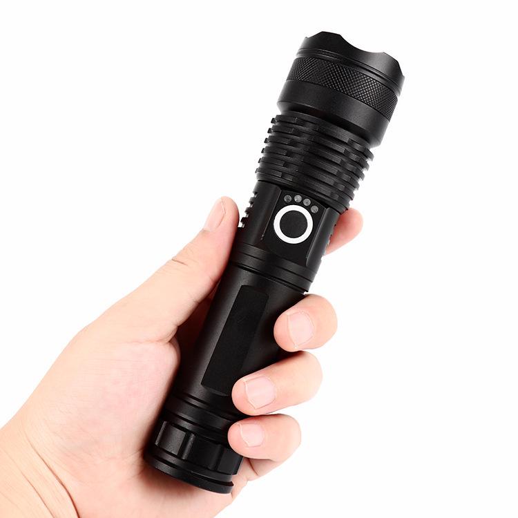 Waterproof Aluminum P90 High-Power Flashlight with Telescopic Focus and P70 Spotlight for Outdoor Use