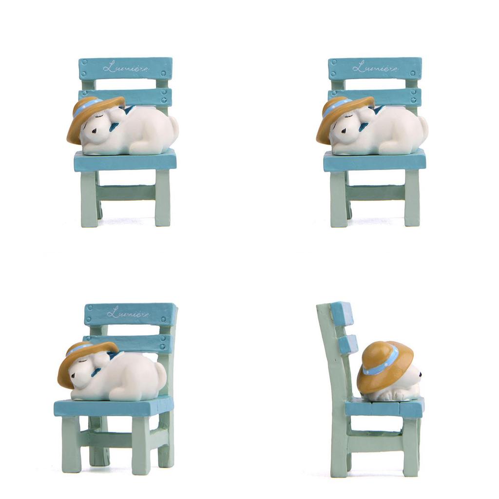 Resin Ornament Dog Lies On The Stool For Garden Decoration And Gift Exchanges