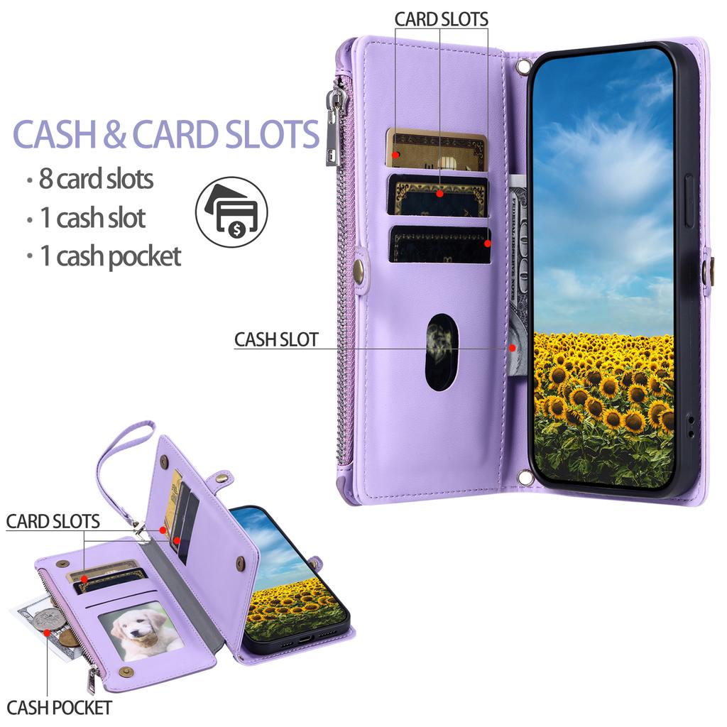 For Google Pixel 10 Pro/Pixel 10 Case TPU+PU Leather Wallet Phone Cover with Wrist Strap