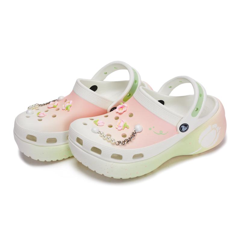 Crocs Classic Platform Clog 811 Ikumi Hanakage Special Shoe Box Tulip Detachable Accessories Clogs Women White Pink Green
