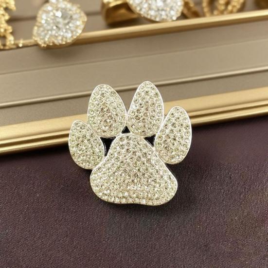 Paw Print Brooch for Women, Rhinestone Cat Dog Foot Pin, Sparkling Cubic Zirconia Badge for Coat Bag Hat, Teacher Pet Lover Gift